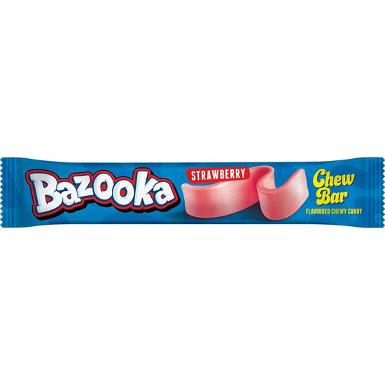 Bazooka Chew Bar Strawberry - caramea cu gust de căpșuni 14g