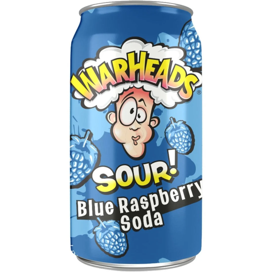 Warheads Sour! (USA) Blue Raspberry Soda - zmeură albastră 330ml
