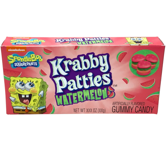 Spongebob SquarePants Gummy Krabby Patties Watermelon Theatre Box - bomboane gumate cu gust de pepene 72g