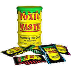 Toxic Waste Drum (Yellow) Hazardously Sour Candy - bomboane cu gust de fructe acrișoare 42g