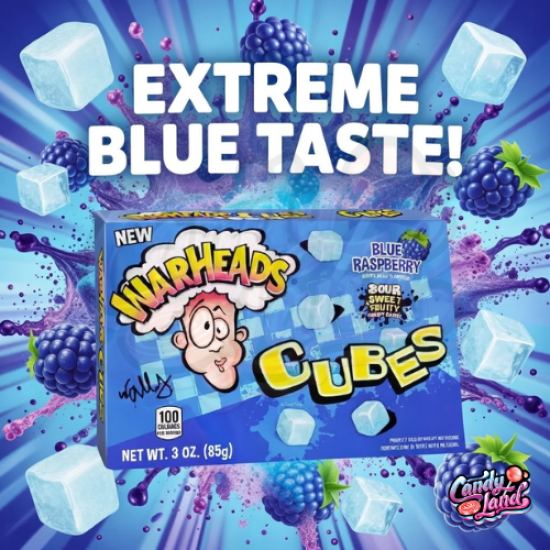 Warheads Cubes Blue Raspberry - zmeura albastra 85g