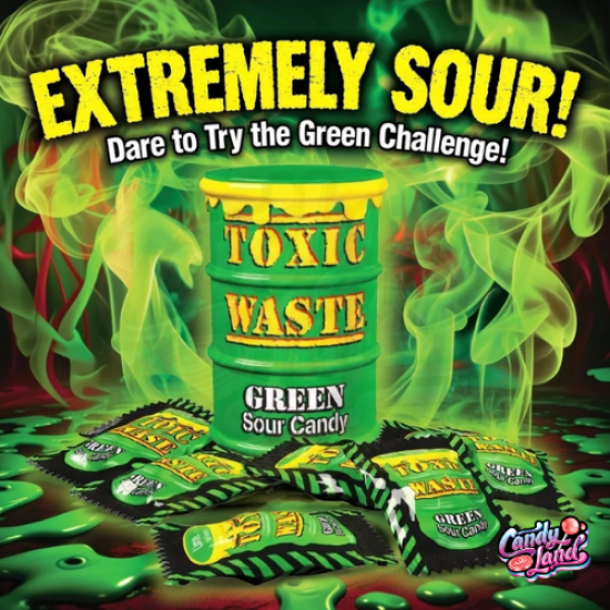 Toxic Waste Drum (Green) Sour Candy - bomboane cu gust de fructe acrisoare 42g