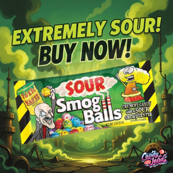 Toxic Waste Smog Balls Sour Candy -  bomboane cu gust de fructe acrisoare 48g