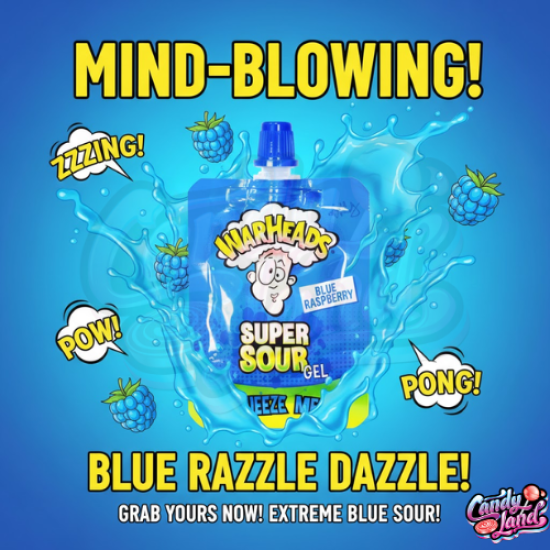 Warheads Super Sour Squeeze Me Gel - bomboană lichidă cu gust de zmeură albastră 20g