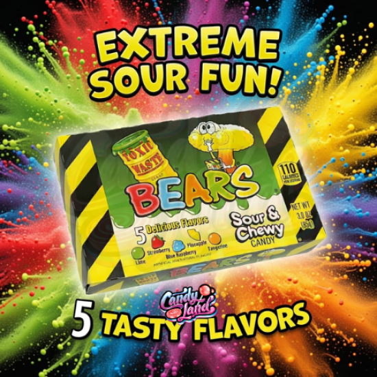 Toxic Waste Sour Sour & Chewy Bears - cu gust de fructe 85g