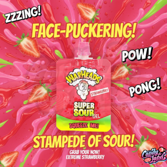 Warheads Super Sour Squeeze Me Gel - bomboană lichidă cu gust de căpșuni 20g