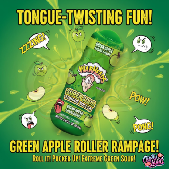Warheads Super Sour Tongue Roller - mere verzi 25ml