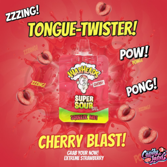 Warheads Super Sour Squeeze Me Gel - bomboană lichidă cu gust de cireșe 20g