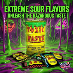 Toxic Waste Drum (Yellow) Hazardously Sour Candy - bomboane cu gust de fructe acrișoare 42g