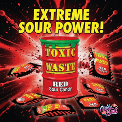 Toxic Waste Drum (Red) Sour Candy - bomboane cu gust de fructe acrișoare 42g