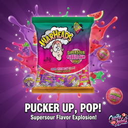Warheads Super Sour Bubble Gum Pops Assorted Flavours 105g