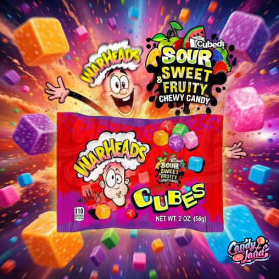 Warheads Sour Chewy Cubes - jeleuri cu gust de fructe acre 56g