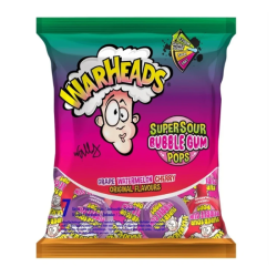 Warheads Super Sour Bubble Gum Pops Assorted Flavours 105g