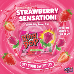 Bazooka Ring Pop Strawberry - căpșuni 10g