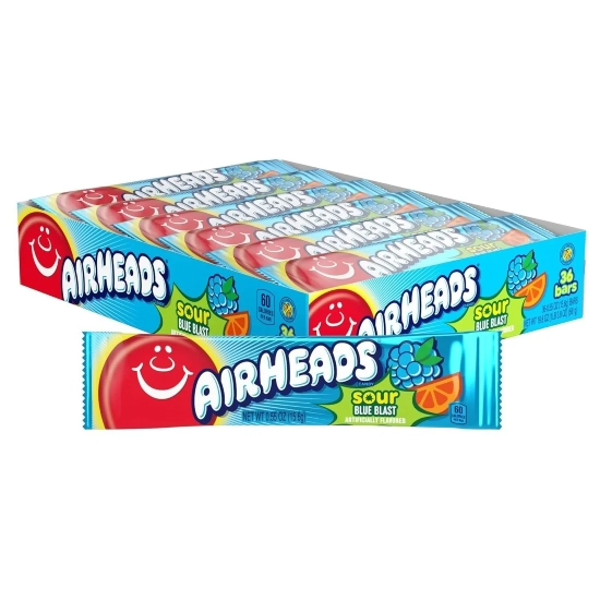 Airheads Bar Sour Blue Blast-  aromă de zmeură albastră și portocală 15.6g