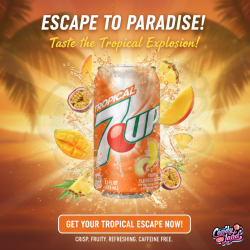 7up Tropical - suc cu gust de fructe tropicale 355ml