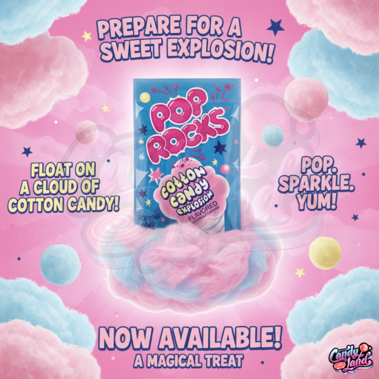 Pop Rocks Cotton Candy -  bomboane explozive cu gust de vată de zahăr 9.5g