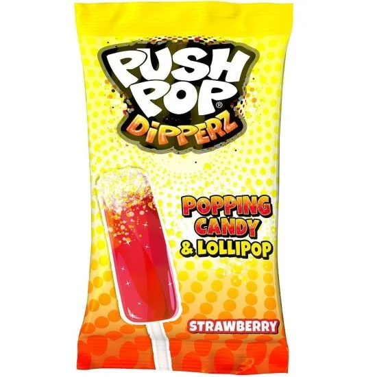 Bazooka Push Pop Strawberry Dipperz - căpșuni 12g