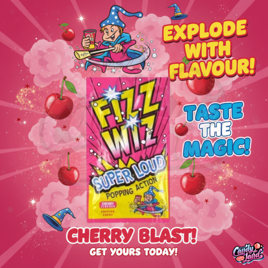 Fizz Wiz Cherry Popping Candy - bomboane explozive cu gust de cireșe 4.9g
