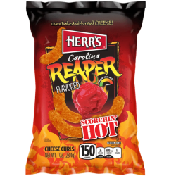 Herr's Carolina Reaper Cheese Curls - pufuleți cu gust de brânză și ardei iute 28g