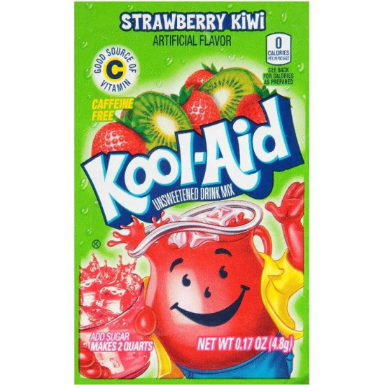 Kool Aid Strawberry Kiwi Sachet - amestec de băutură cu gust de căpșuni și kiwi 4.8g  Kool Aid Strawberry Kiwi Sachet - amestec de băutură cu gust de căpșuni și kiwi 4.8g