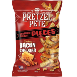 Pretzel Pete Smokey Bacon Cheddar Pretzel Pieces - branza si bacon 160g