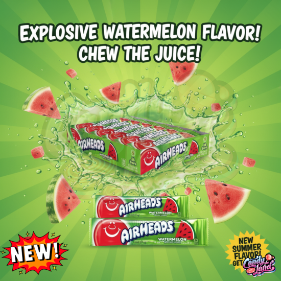 Airheads Watermelon - caramea cu gust de pepene verde 15.6g 