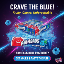 Airheads Blue Raspberry - caramea cu gust de zmeură albastră 15.6g