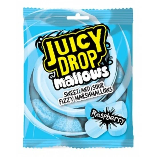 Bazooka Juicy Drop Mallows Raspberry 100g - cu gust de zmeură