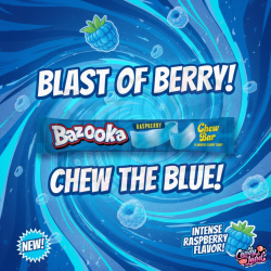 Bazooka Chew Bar Blue Raspberry - caramea cu gust de zmeură albastră 14g