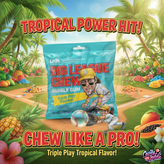 Big League Chew Bubble Gum Triple Play Tropical 60g 