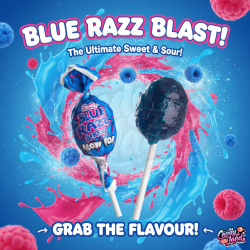 Charms Blow Pop Blue Razz Berry Lollipop - acadea cu gust de zmeură albastră 18g