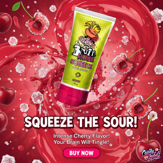 Brain Licker Squeeze Tube Cherry - bomboană lichidă cu gust de cireșe 80g