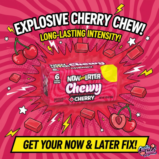 Now & Later Chewy Cherry - caramea cu gust de cireșe 26g