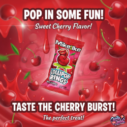 Mike and Ike Lollipop Rings Cherry 12g