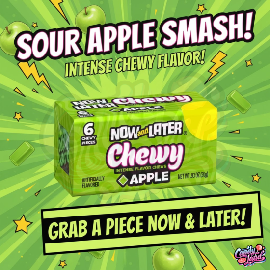 Now & Later Chewy Apple -  caramea cu gust de mere 26g