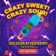 Bazooka Juicy Drop Pop Candy Zmeură - 26g