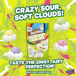 Skittles Squishy Cloudz Sours Pouch - fructe acrișoare 94g