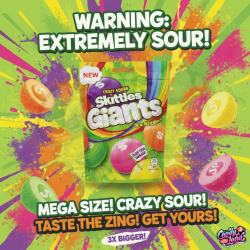 Skittles Giants Sours - bomboane cu gust de fructe acre 132g
