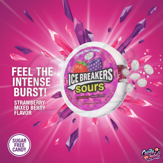 Ice Breakers Sours Berry - dropsuri cu gust de fructe de padure acrisoare 42g