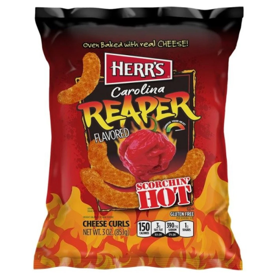 Herr's Carolina Reaper Cheese Curls - branza si ardei iute 170g