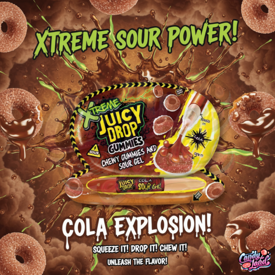 Bazooka Xtreme Juicy Drop Gummies Cola - jeleuri cu gust de cola 57g