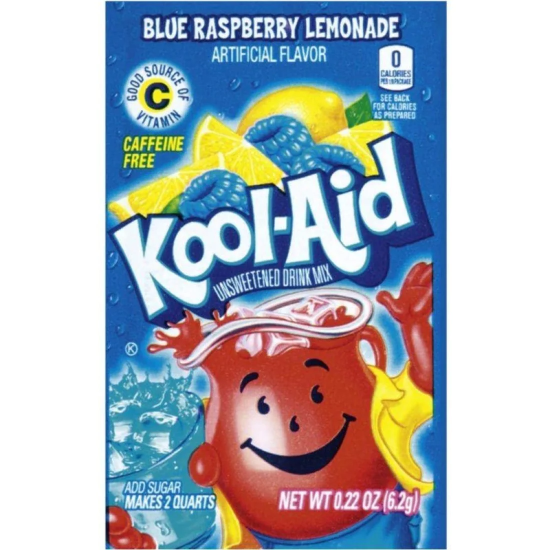 Kool Aid Blue Raspberry Lemonade Sachet - amestec de băutură cu gust de zmeură albastră 6.2g