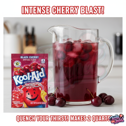 Kool Aid Black Cherry Sachet - amestec de băutură cu gust de cireșe negre 3.6g
