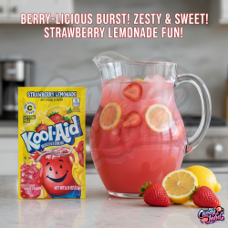 Kool Aid Strawberry Lemonade Sachet - amestec de băutură cu gust de limonadă de căpșuni 5.3g