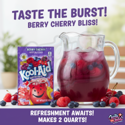 Kool Aid Berry Cherry Sachet - amestec de băutură cu gust fructe de pădure 4.8g