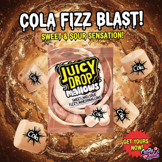 Bazooka Juicy Drop Mallows Cola 100g - cu gust de cola