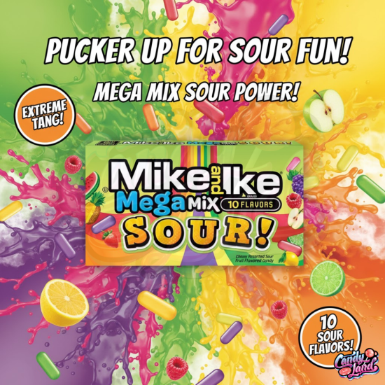 Mike & Ike Theater Box Mega Mix Sour - bomboane cu gust de fructe acrișoare 120g