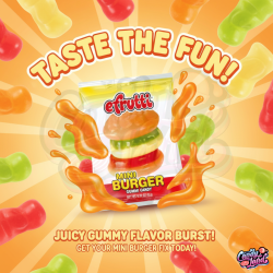E.Frutti Mini Burger - bomboană gumată cu gust de fructe 9g