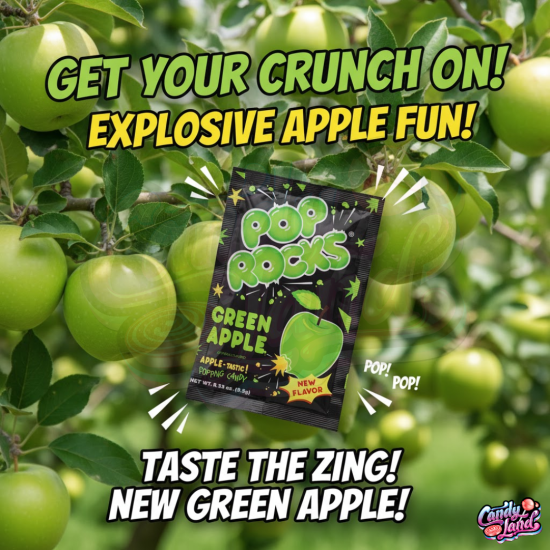 Pop Rocks Green Apple - bomboane explozive cu gust de mere verzi 9.5g